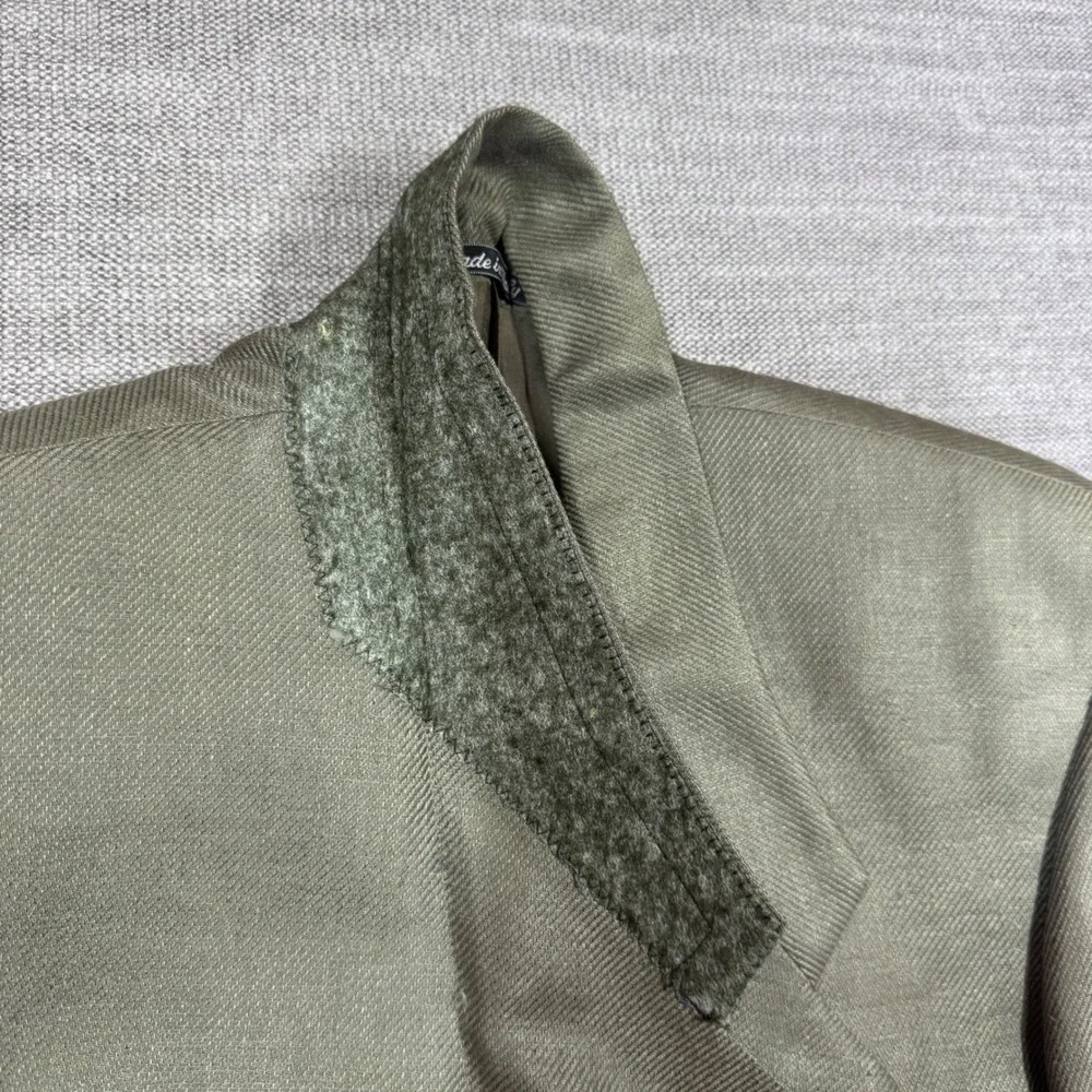 Giorgio Armani Vintage Le Collezioni Men 38R Pure Linen Olive Green Blazer Italy
